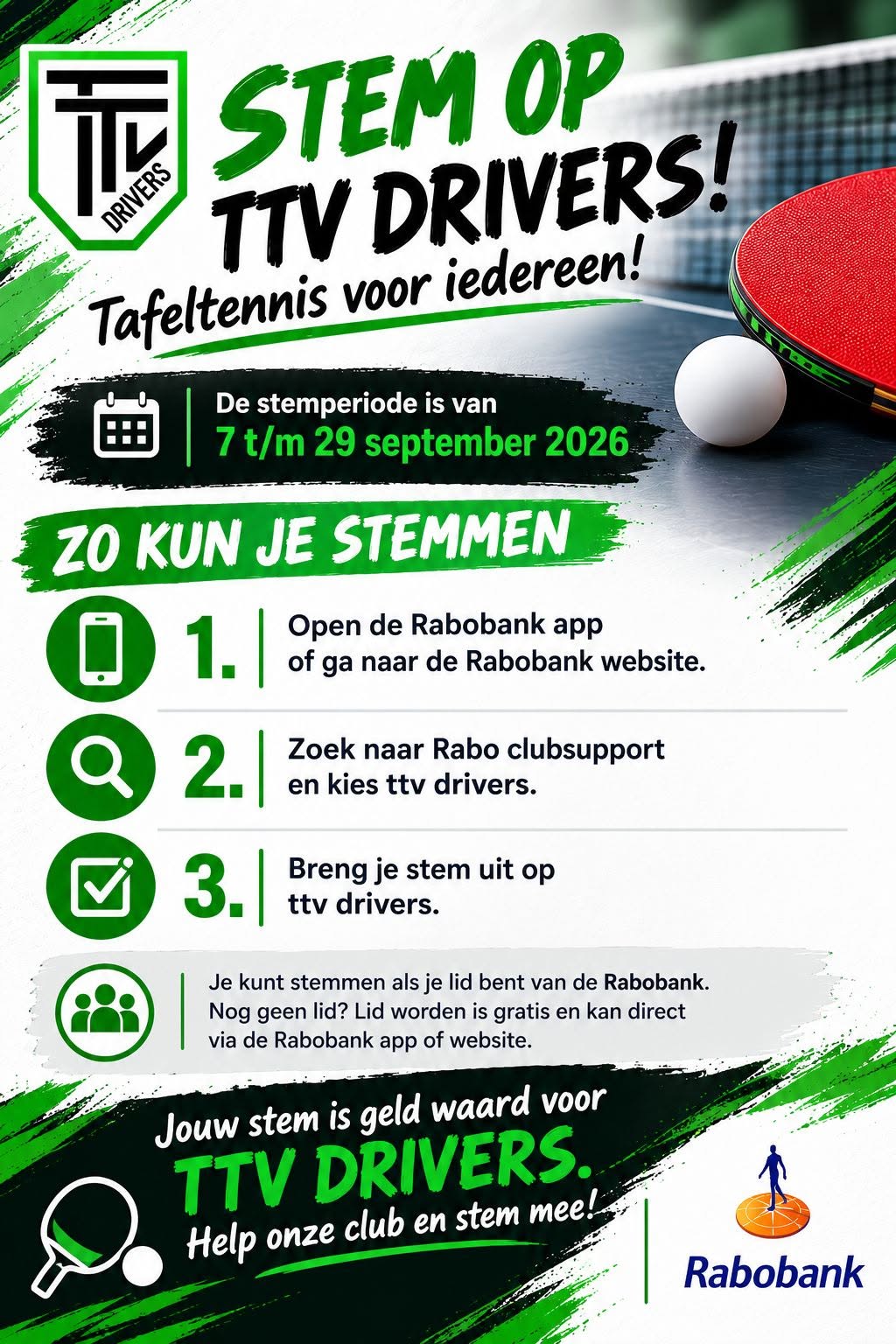 Stem op TTV Drivers bij Rabo ClubSupport