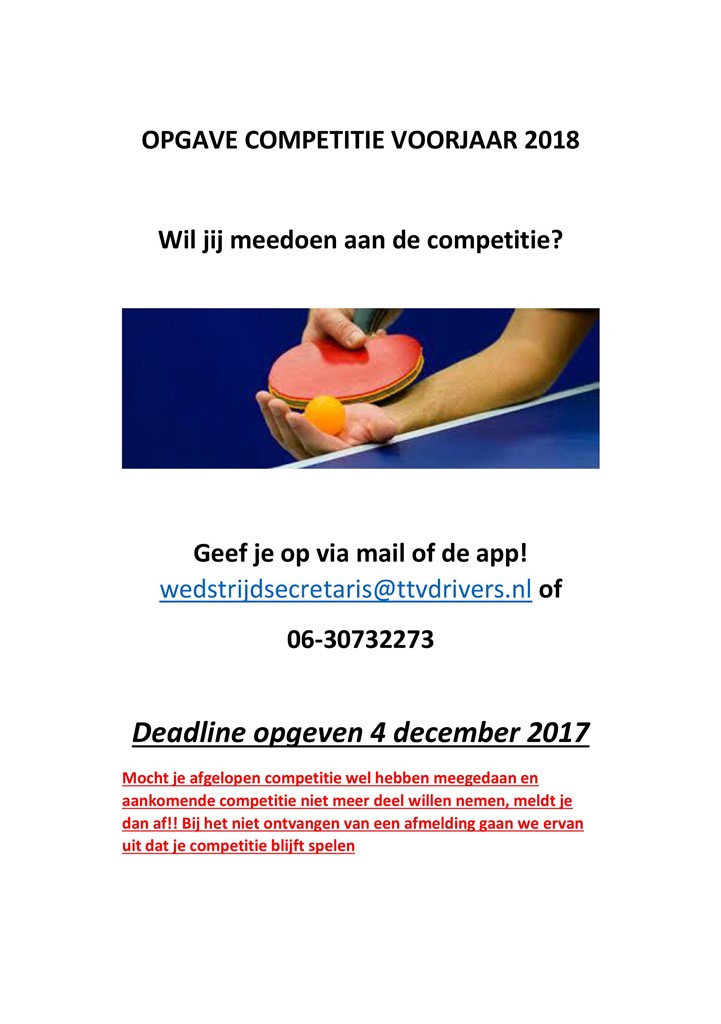 Competitie voorjaar 2018